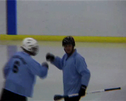 Harry Sotiropoulos celebrates the first Sky Devils goal with Con Sourlangos